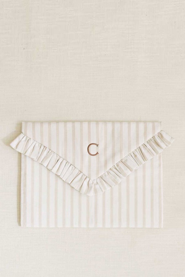 The Stripe Ruffled Laptop Sleeve from Clementine & Mint