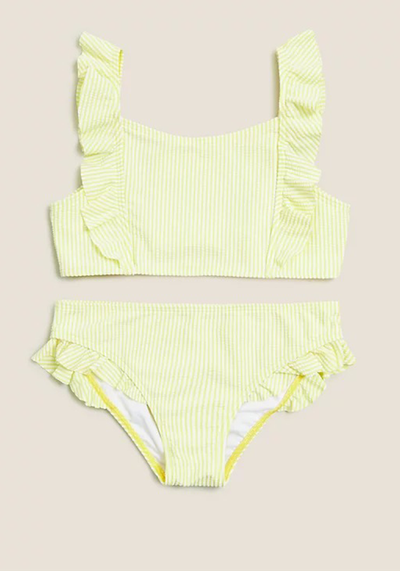 2pc Stripe Frill Seersucker Bikini from Marks & Spencer