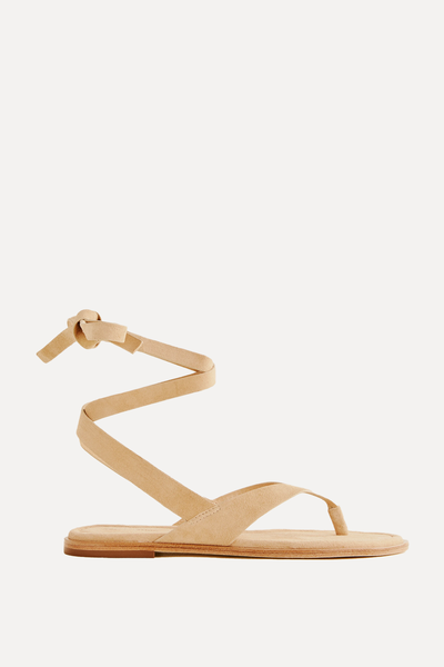 Justine Lace Up Thong Sandals from Reformation