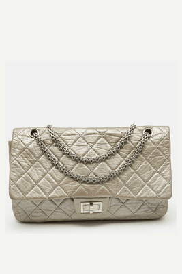 Silver Quilted Leather Reissue 2.55 Classic 227 Flap Bag from Chanel