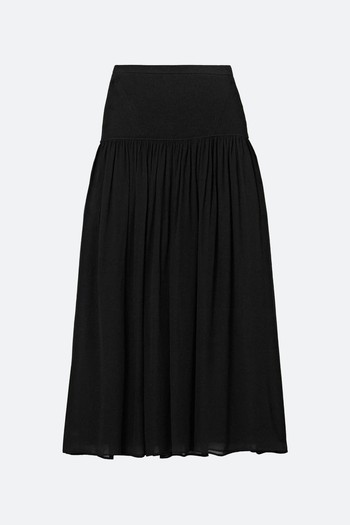 Miya Ribbed Wool & Silk-Blend & Pleated Chiffon Midi Skirt from Ulla Johnson