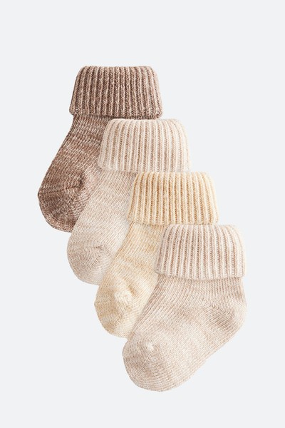 Chunky Knit Roll Top Socks 4 Pack