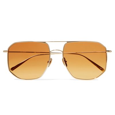 La Motta Aviator-Style Gold-Tone Sunglasses from Kaleos