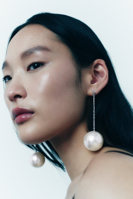 Faux Pearl Rhinestone Earrings from Zara