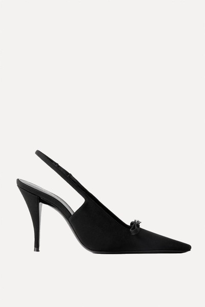 Crystal-Embellished Crepe Slingback Pumps from Saint Laurent