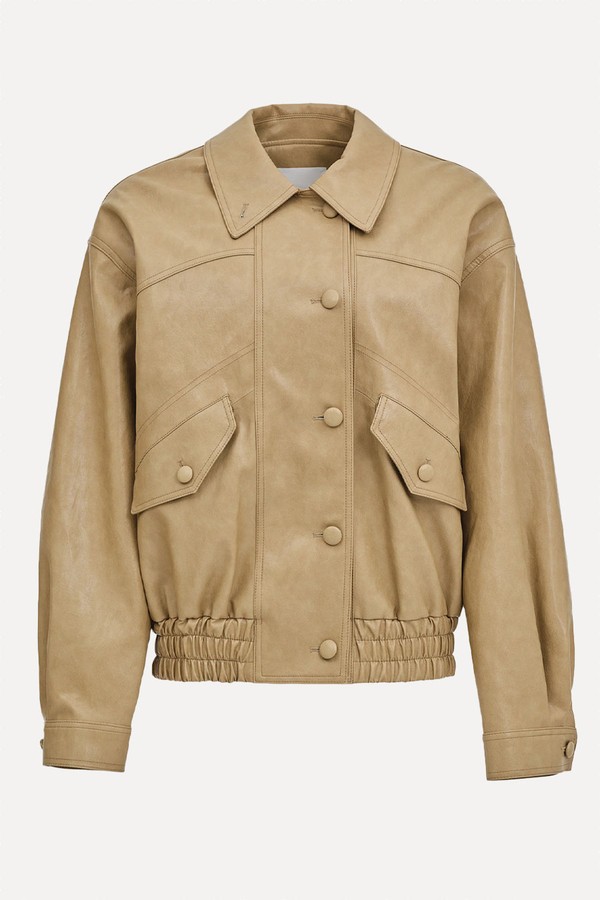 x from Faux-Leather Bomber Jacket, $383 | Source Unknown