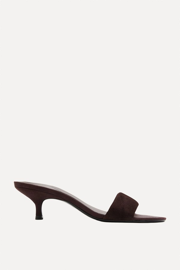  Suede Kitten Heel Open Toe Mules