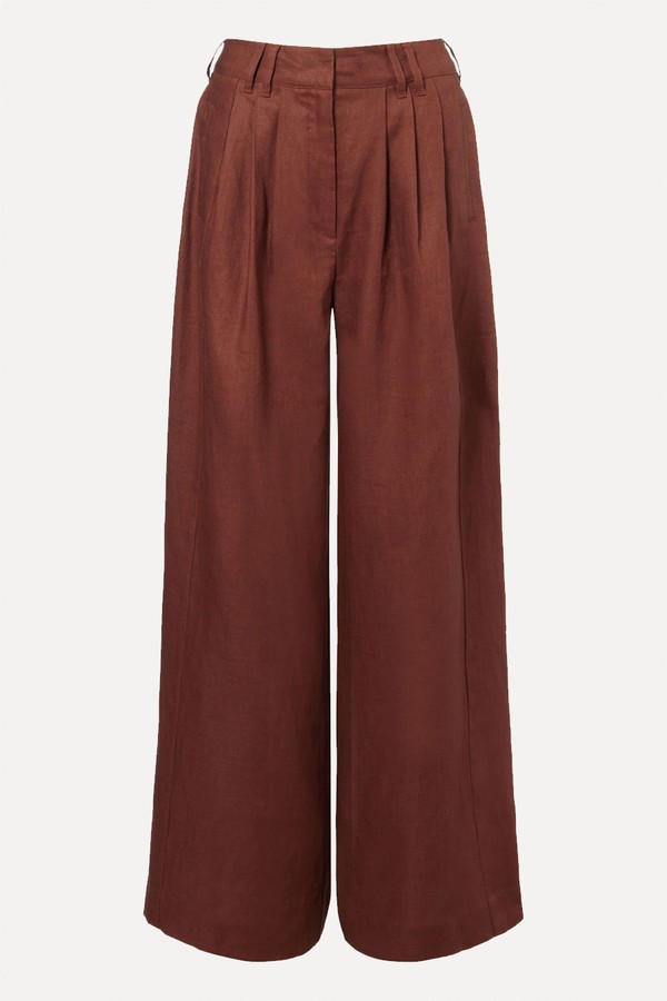 Parker High-Rise Linen Wide-Leg Pants from Posse