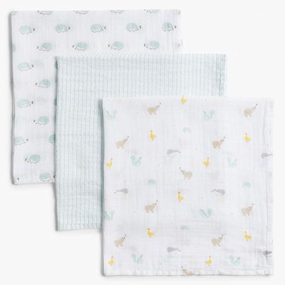 Baby Woodland Friends Muslin Cloths from John Lewis & Partners