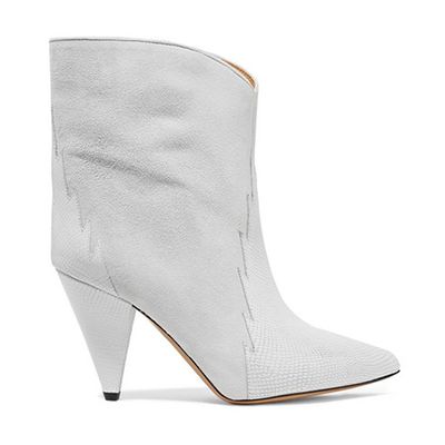 Suede & Lizard-Effect Leather Ankle Boots from Isabel Marant