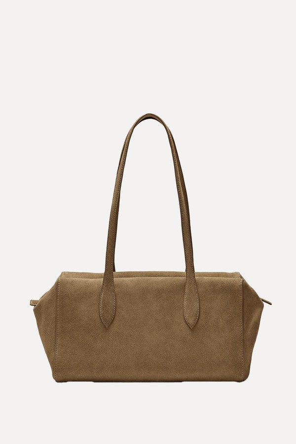 Split Suede Satchel Bag
