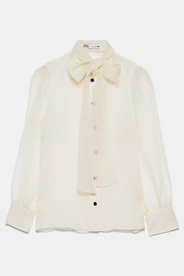 Organza Blouse With Bow Detail from Zara