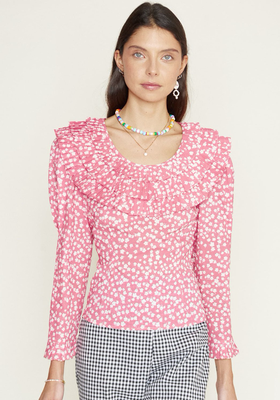 Leila Micro Floral Scoop Neck Blouse from Rixo
