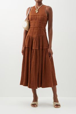 Tidal Panelled-Bodice Linen-Blend Voile Dress from AJE