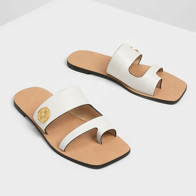 Gold Stud Detail Sandals from Charles Keith