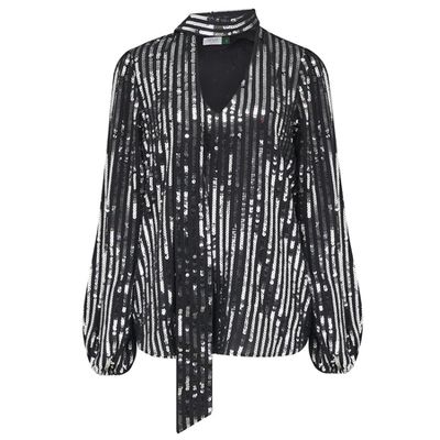 Moss Blouse In Silver Sequin Stripe from Rixo