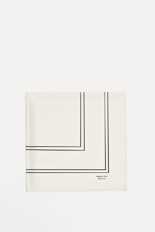 100% Silk Scarf With Double Border from Massimo Dutti