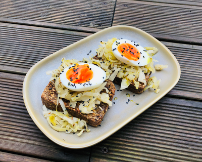 Kraut On Toast With An Egg