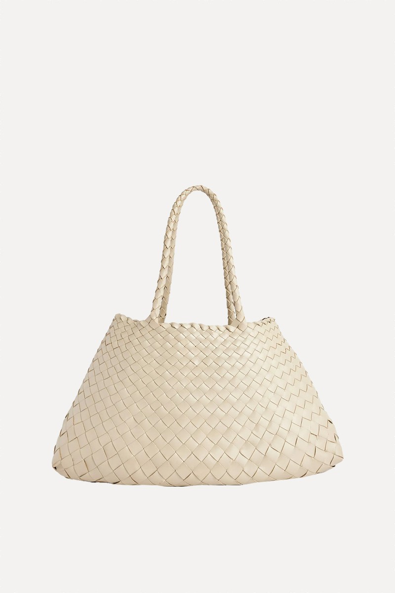 Santa Croce Woven-Leather Top-Handle Basket Bag from DRAGON DIFFUSION