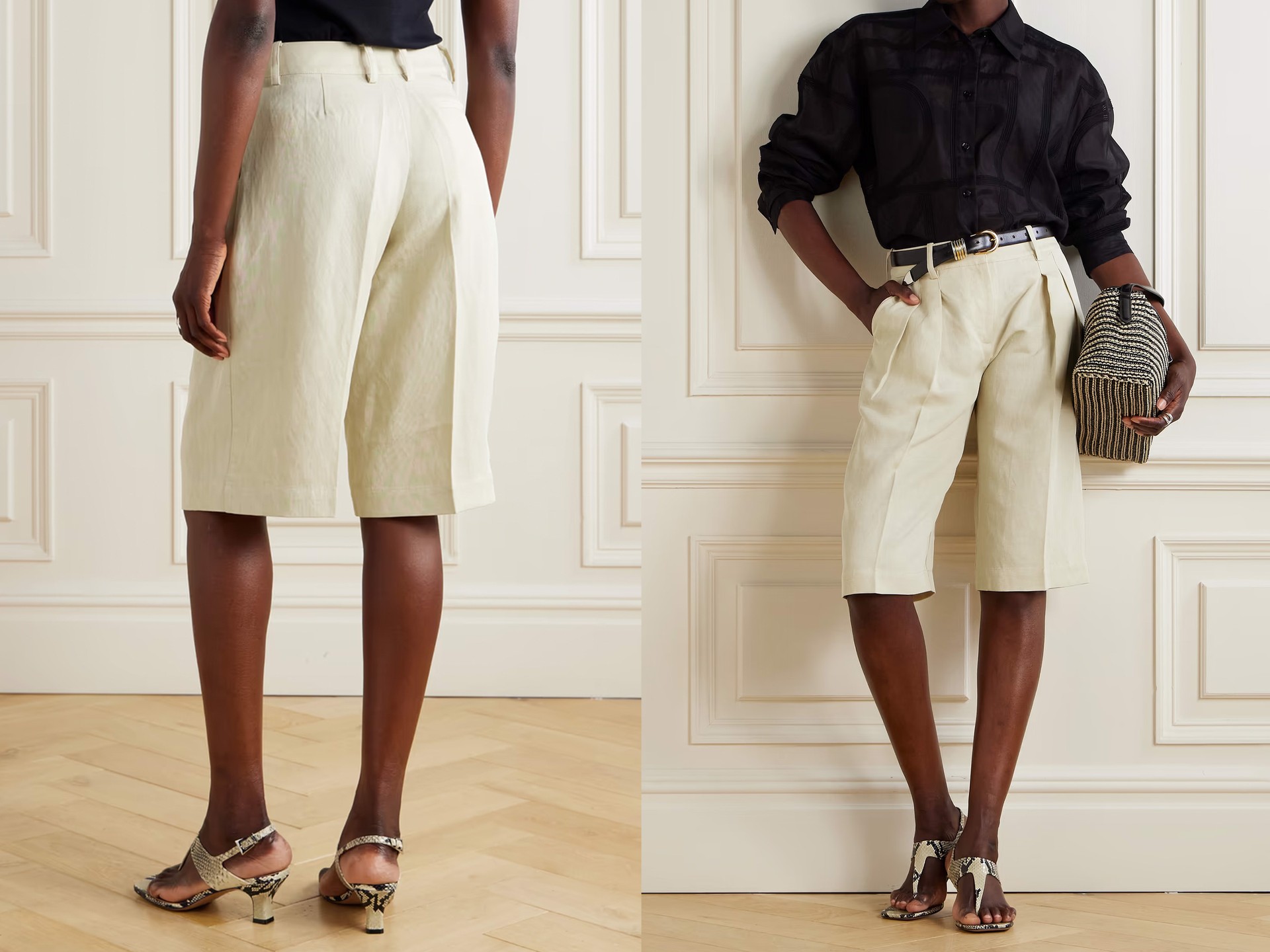 Bilbao Pleated Lyocell & Linen-Blend Shorts from The Frankie Shop