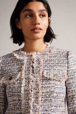 Cropped Boucle Jacket With Fray Detail from Ted Baker