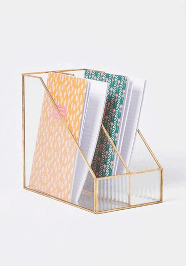 Loire Gold & Glass Desk Organiser from Oliver Bonas