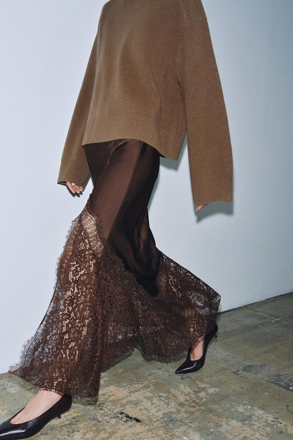 ZW Collection Satin Lace Skirt