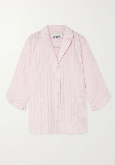 Ruffled Embroidered Pajama Shirt from Ganni