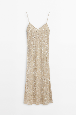 Strappy Midi Dress With Sequins from Massimo Dutti