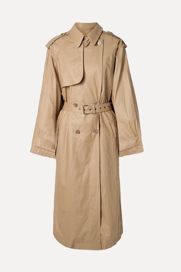 Freanne Belted Double-Breasted Linen-Blend Trench Coat from ISABEL MARANT