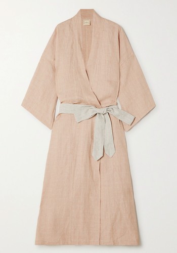 Checked Washed Linen Robe from Deiji Studio