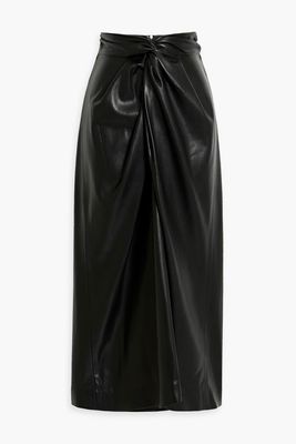 Twist-Front Faux Leather Midi Skirt from MSGM