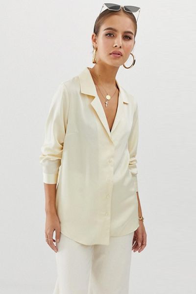 Relaxed Satin Long Sleeve Shirt from ASOS