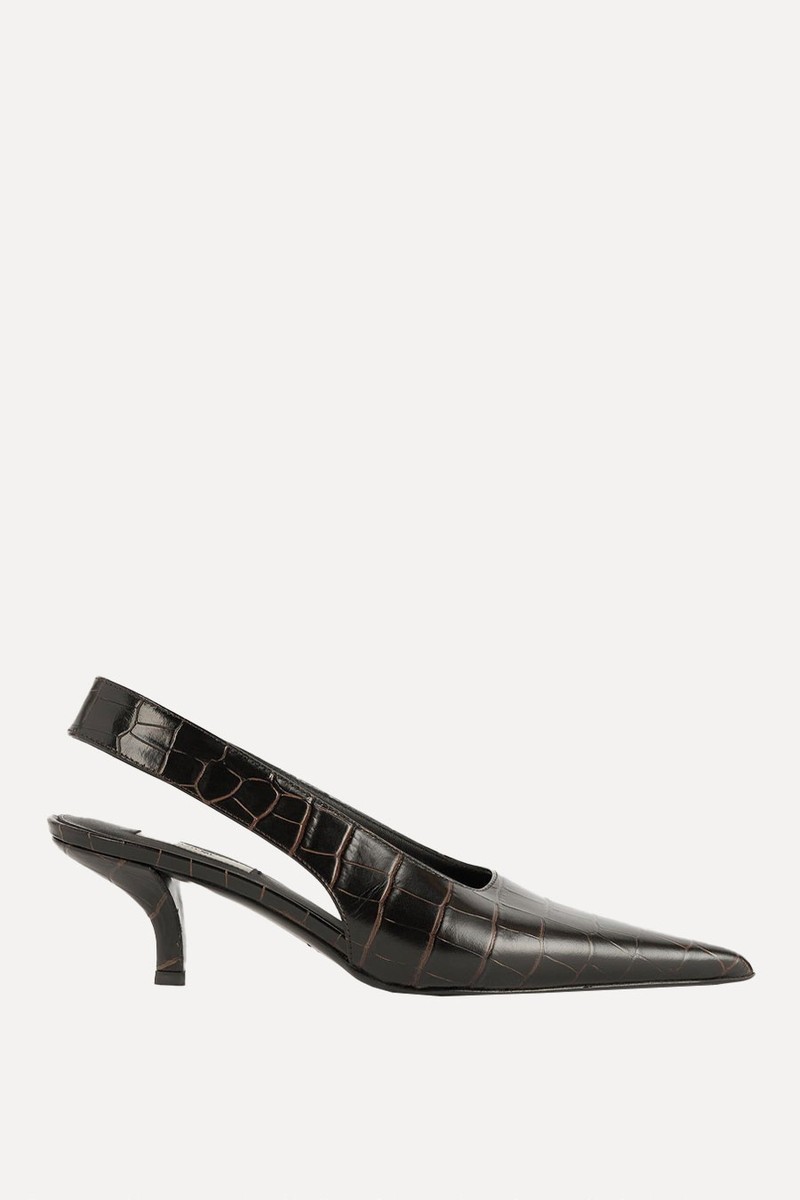 Croco Embossed Leather Slingback Pumps from Toteme