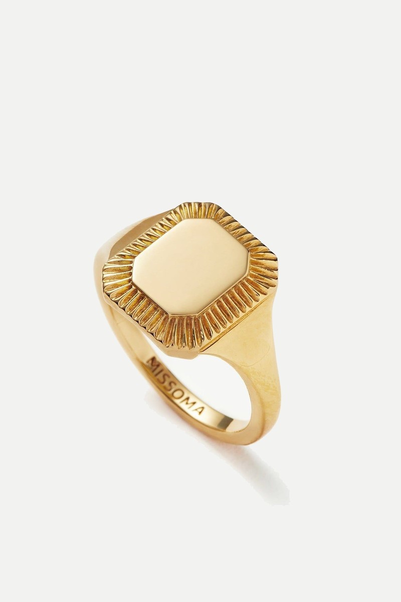 Engravable Square Ridge Signet Ring Engravable Square Ridge Signet Ring from Missoma