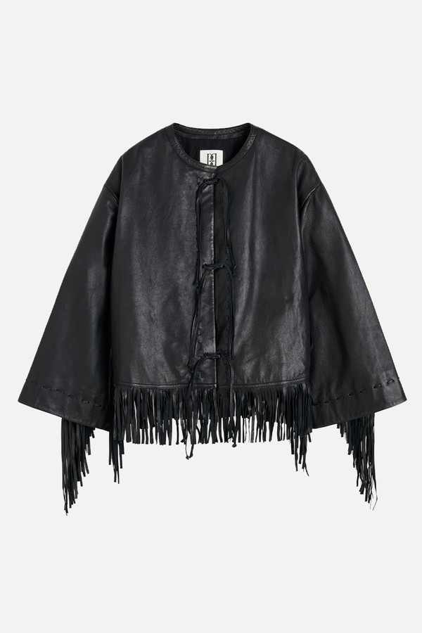Zoena Fringed Leather Jacket from By Malene Birger