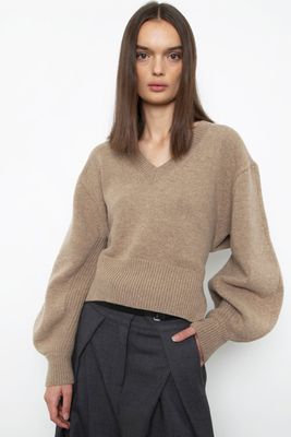 Tan Marl Sweater with Open Back