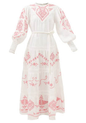 Cecilia Embroidered Linen Midi Dress  from Alemais