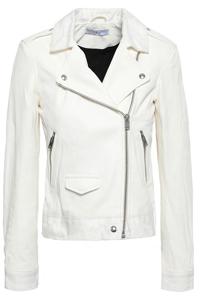 Distressed Denim-Trimmed Biker Jacket from IRO