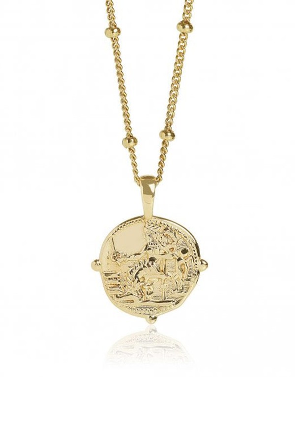 Love Gold Aphrodite Coin Necklace With Bead Chain from Muru Jewellery