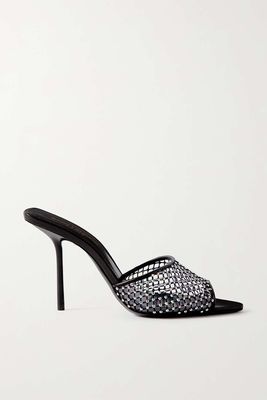 Disco Crystal-Embellished Mesh, PVC & Leather Mules from Saint Laurent