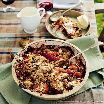 Orange, Ginger & Almond Stone Fruit Crumble