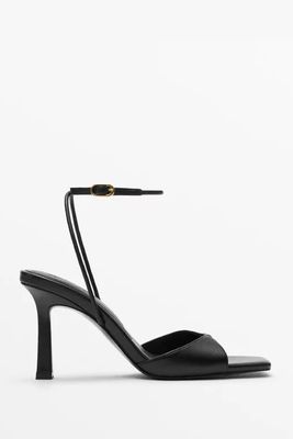 High-Heel Leather Sandals With Square Toe from Massimo Dutti
