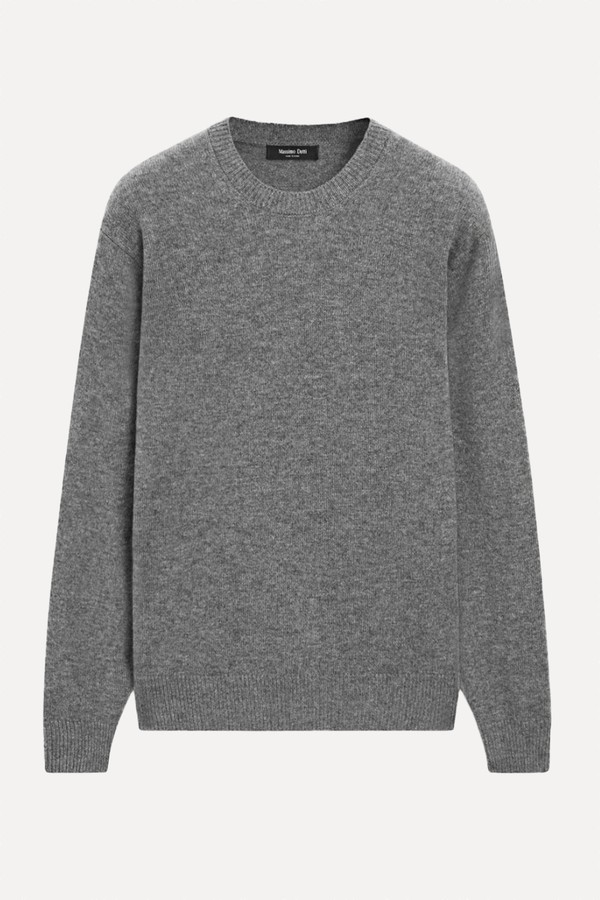 Wool Blend Crew Neck Knit Sweater