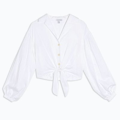 White Poplin Tie Front Blouse from & Other Stories