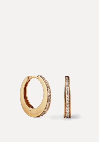 Solid Gold Diamond Edge Hoops