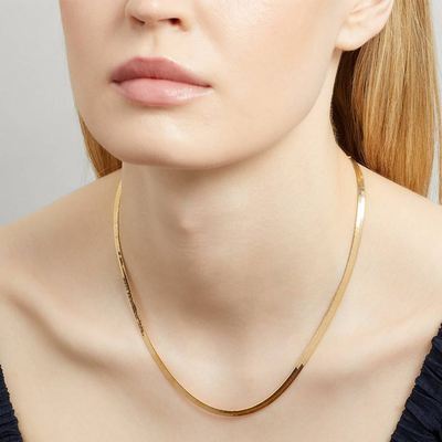 Gold Plated Herringbone Chain Necklace from Estella Barlett