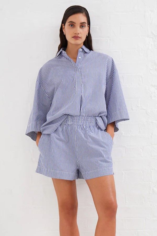 Rhodes Poplin Stripe Popover Shirt