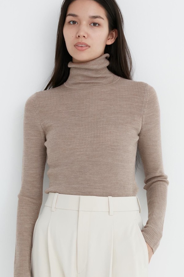 Extra Fine Merino Ribbed Turtleneck Jumper from Uniqlo