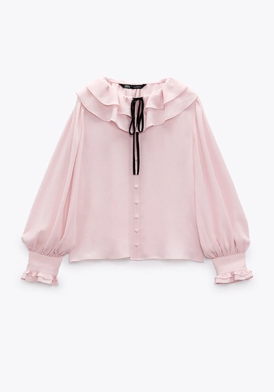  Ruffled Blouse With Bow